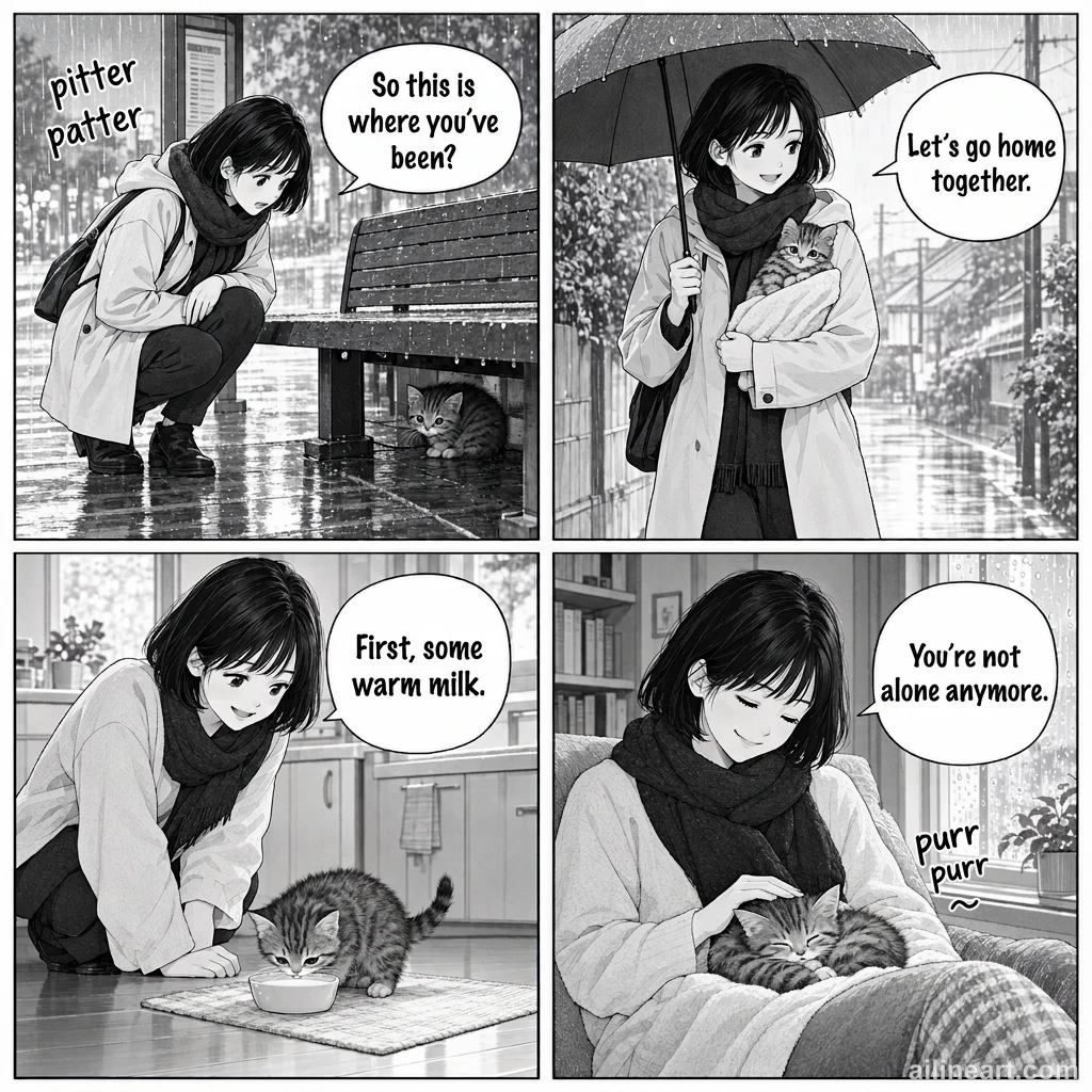 翻訳後: 吹き出しとコマの絵がある漫画ページ