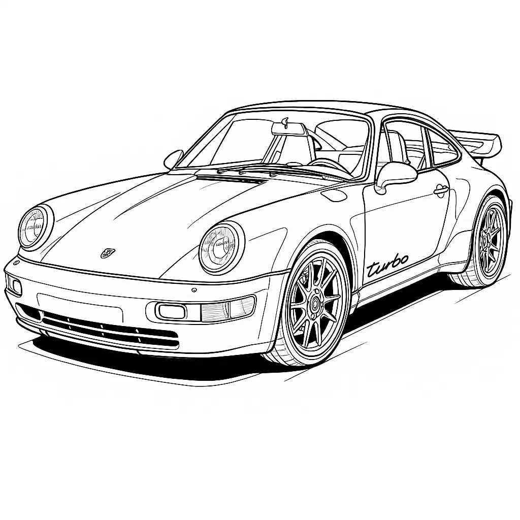 AI Line Art - Porsche 911 Turbo